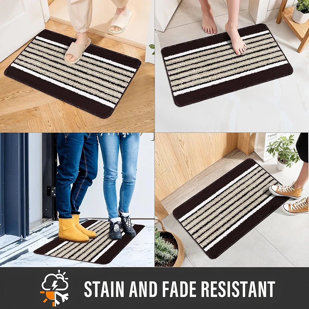 Kuber Industries 16x24 Inch Anti-Skid Water-Absorbent Door Mats for Home | Durable Main Entrance Footmats for Bathroom, Living Room & Office | Micro New Wings Lining - Brown